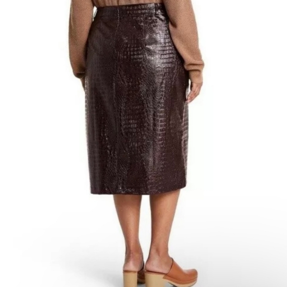 Rachel Comey X Target Brown Crock Faux Leather Pencil Skirt 6 - Picture 3 of 7